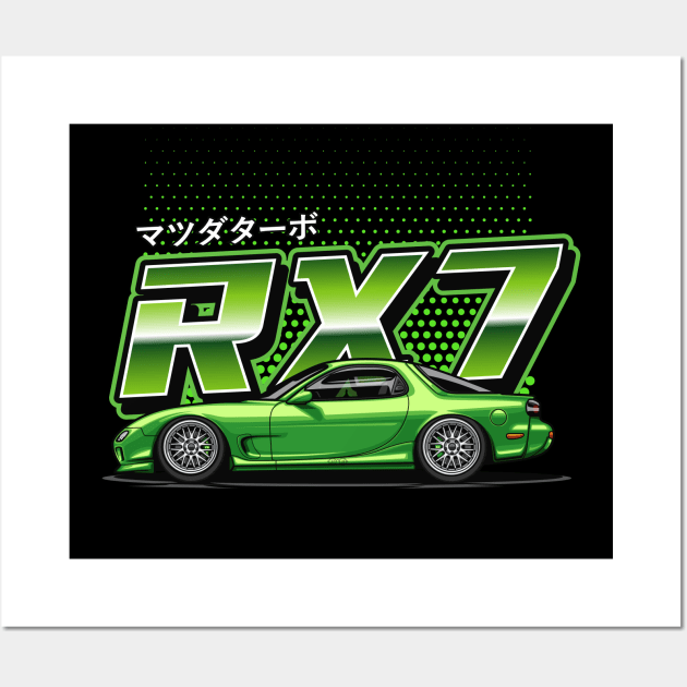 RX7 FD Retro Style (Lime Green) Wall Art by Jiooji Project